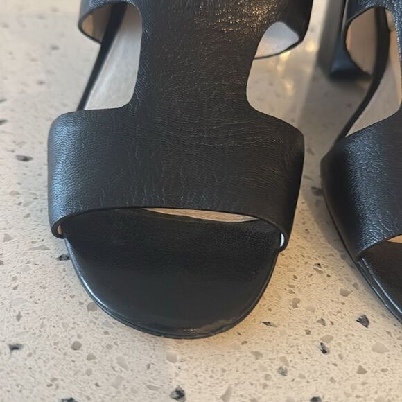 MICHAEL Michael Kors Women’s Size 8M Black Leather Wedged Heel Slingback Sandals - Picture 7 of 13